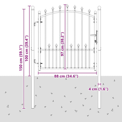 Cancello per recinzione EMMEN con punte in acciaio 104x97 cm Nero | homemem39