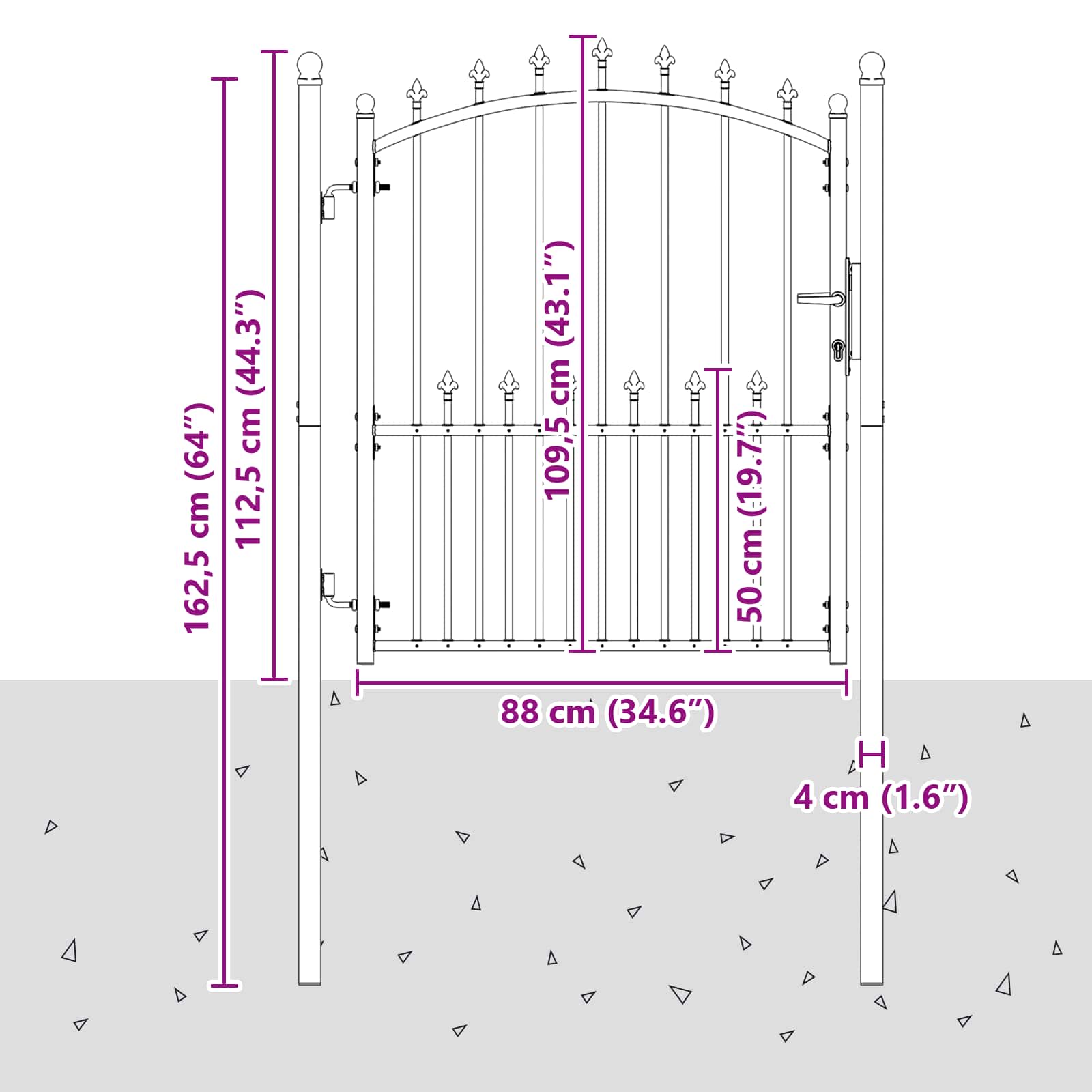 Cancello della recinzione con punte EMMEN 100 x 125 cm | homemem39