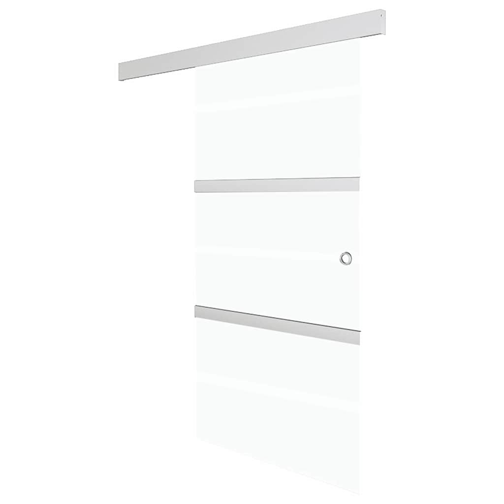 Porta Scorrevole in Vetro ESG e Alluminio 76x212 cm Argento - homemem39