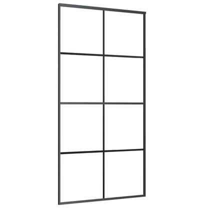 Porta Scorrevole in Vetro ESG e Alluminio 102,5x205 cm Nera | homemem39