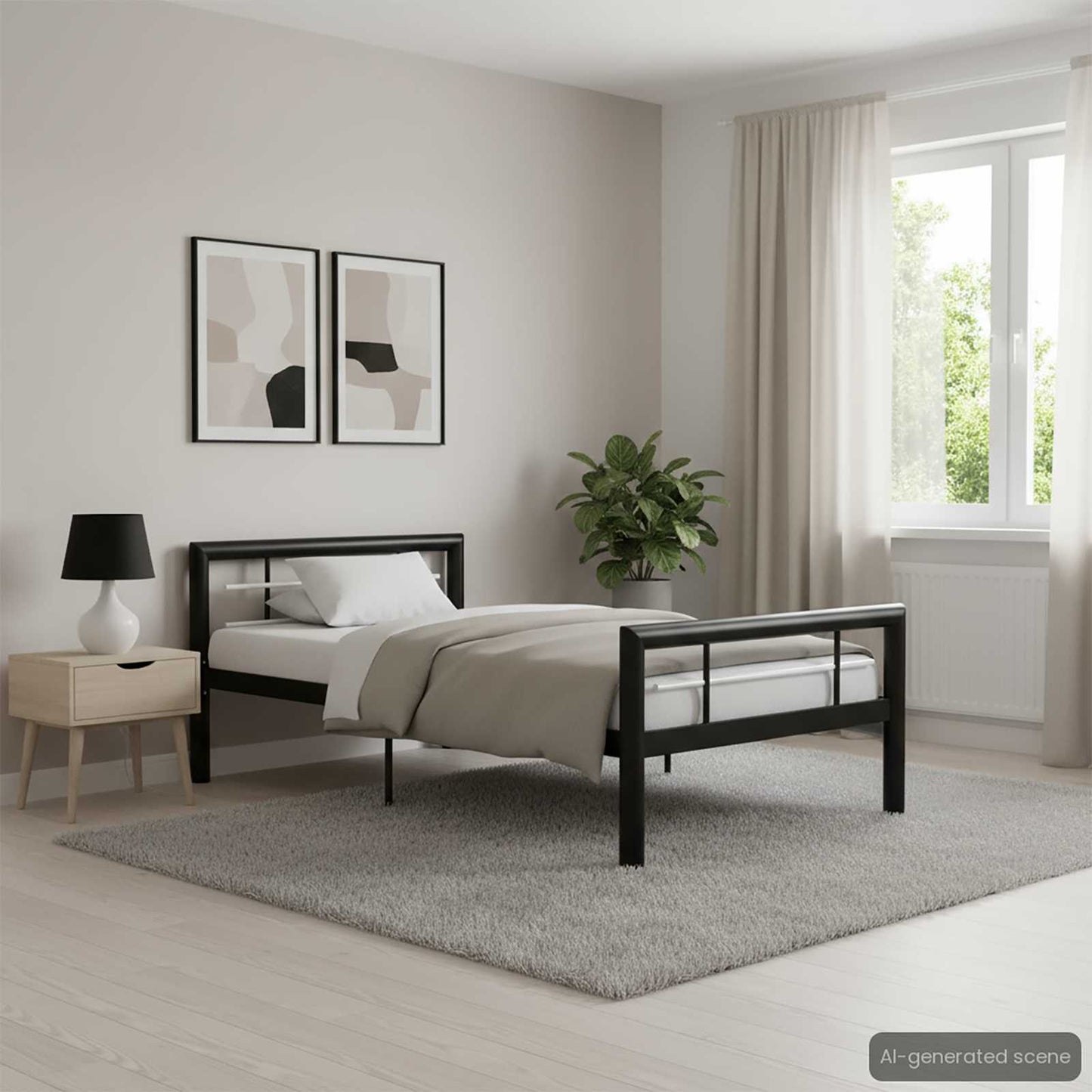 Giroletto Nero e Bianco in Metallo 90x200 cm