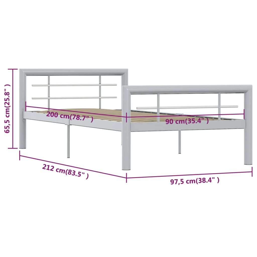 Giroletto Grigio e Bianco in Metallo 90x200 cm | homemem39