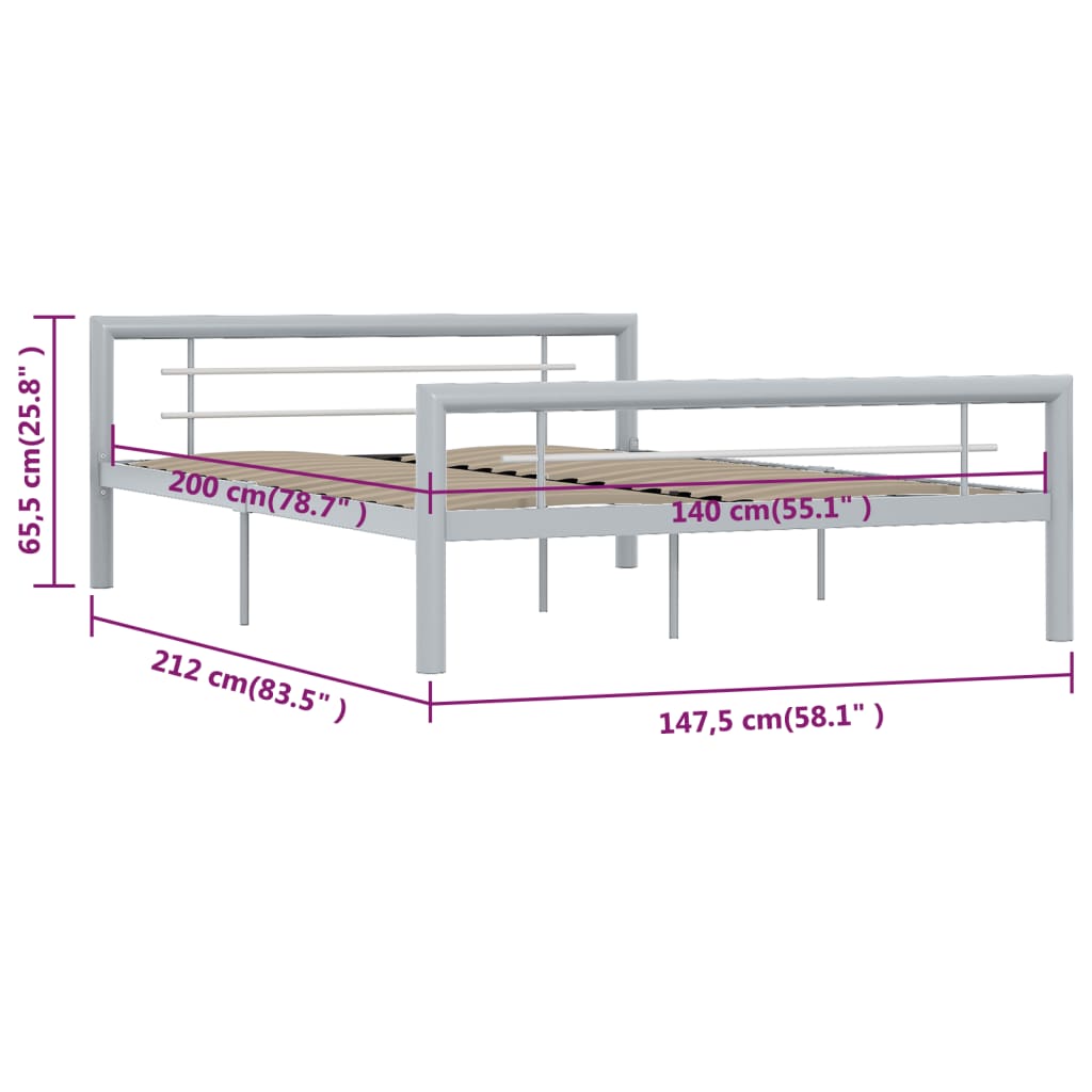 Giroletto Grigio e Bianco in Metallo 140x200 cm | homemem39