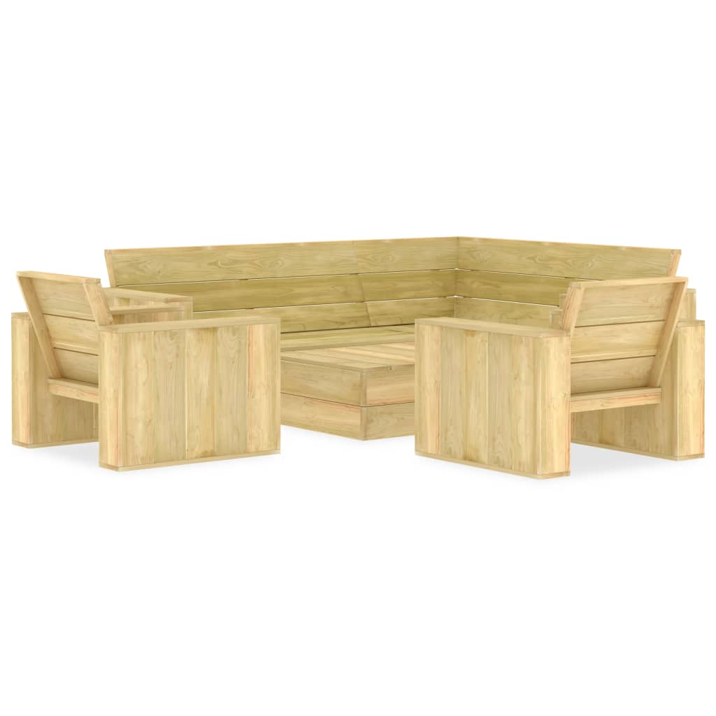 4-piece Garden Sofa Set in Impregnated Pine Wood