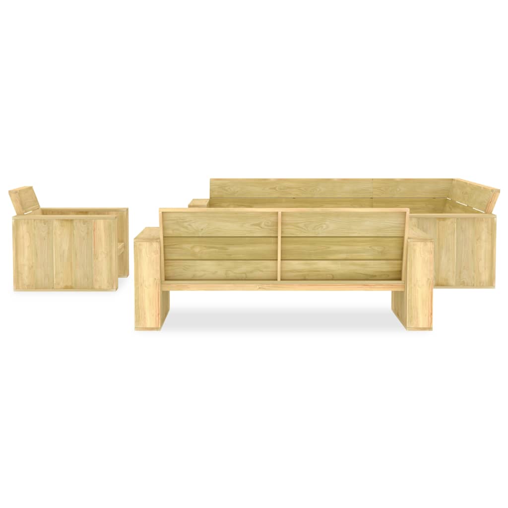 Set Divani da Giardino 4 pz in Legno di Pino Impregnato