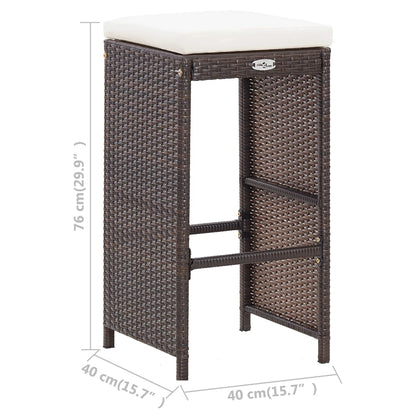 Set da Bar da Giardino 7 pz con Cuscini in Polyrattan Marrone | homemem39
