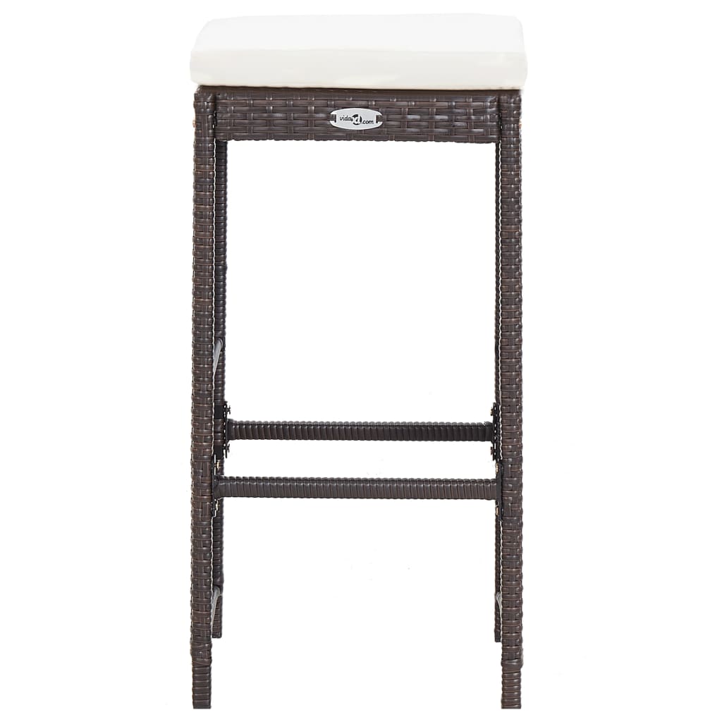 Set da Bar da Giardino 7 pz con Cuscini in Polyrattan Marrone | homemem39