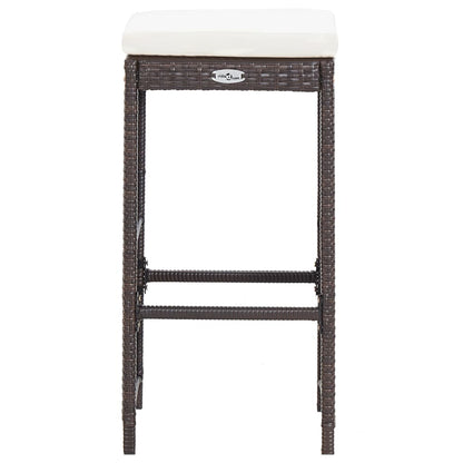 Set da Bar da Giardino 7 pz con Cuscini in Polyrattan Marrone | homemem39