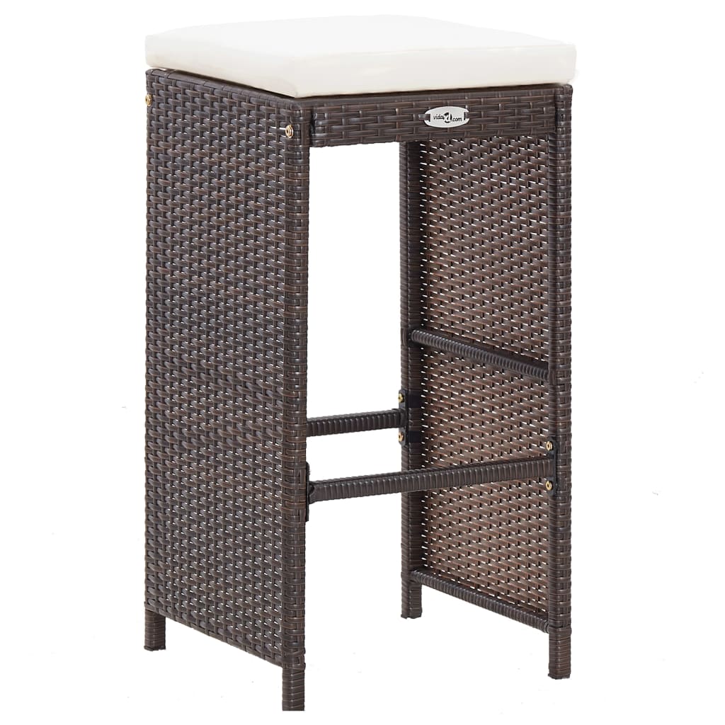 Set da Bar da Giardino 7 pz con Cuscini in Polyrattan Marrone | homemem39