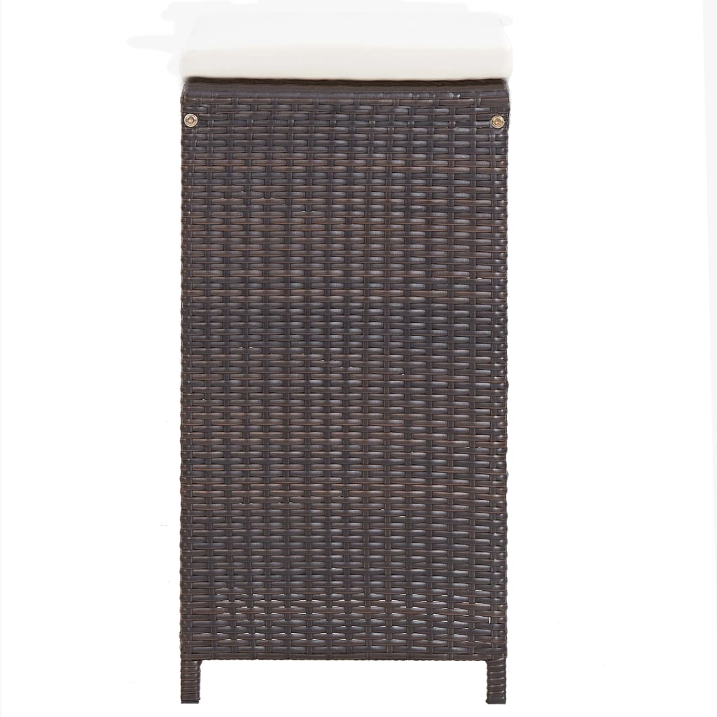 Set da Bar da Giardino 7 pz con Cuscini in Polyrattan Marrone | homemem39