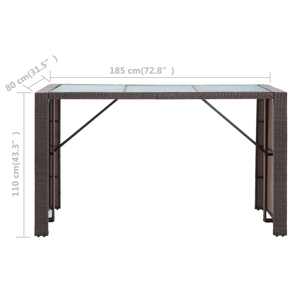 Set da Bar da Giardino 7 pz con Cuscini in Polyrattan Marrone | homemem39