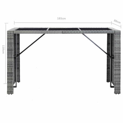 Set da Bar da Giardino 7 pz con Cuscini in Polyrattan Grigio