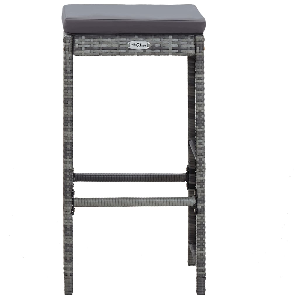 Set da Bar da Giardino 7 pz con Cuscini in Polyrattan Grigio - homemem39