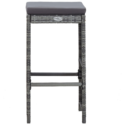 Set da Bar da Giardino 7 pz con Cuscini in Polyrattan Grigio - homemem39