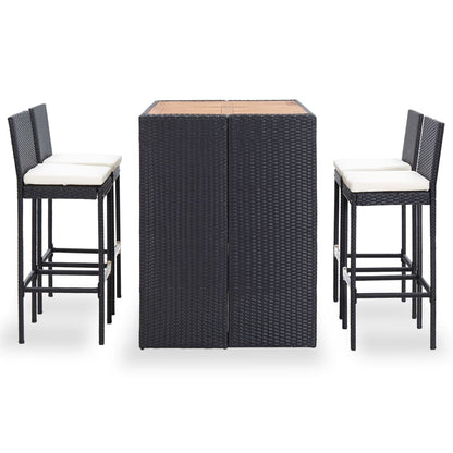 Set da Bar da Giardino 5 pz Polyrattan e Legno di Acacia Nero | homemem39