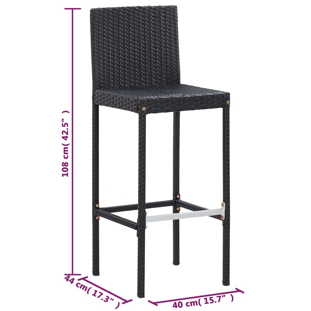 Set da Bar da Giardino 5 pz Polyrattan e Legno di Acacia Nero | homemem39