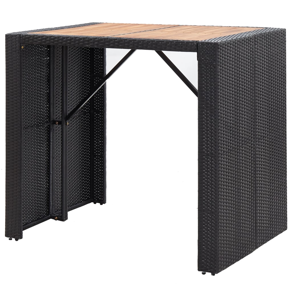 Set da Bar da Giardino 5 pz Polyrattan e Legno di Acacia Nero | homemem39