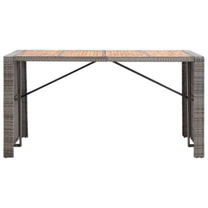Set da Bar da Giardino 9 pz Polyrattan e Legno Acacia Grigio