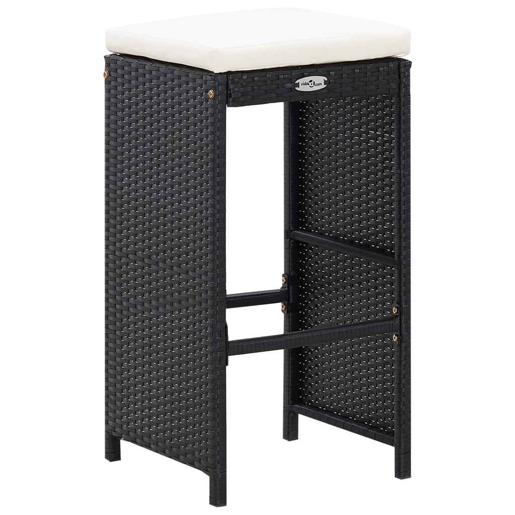 Set Bar da Giardino 9 z pz in Polyrattan Nero - homemem39