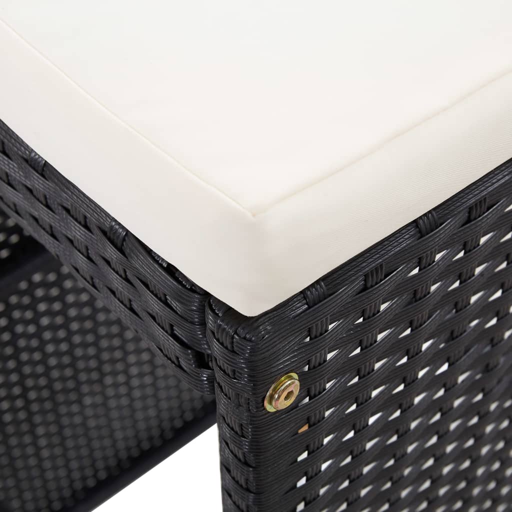 Set Bar da Giardino 9 z pz in Polyrattan Nero - homemem39