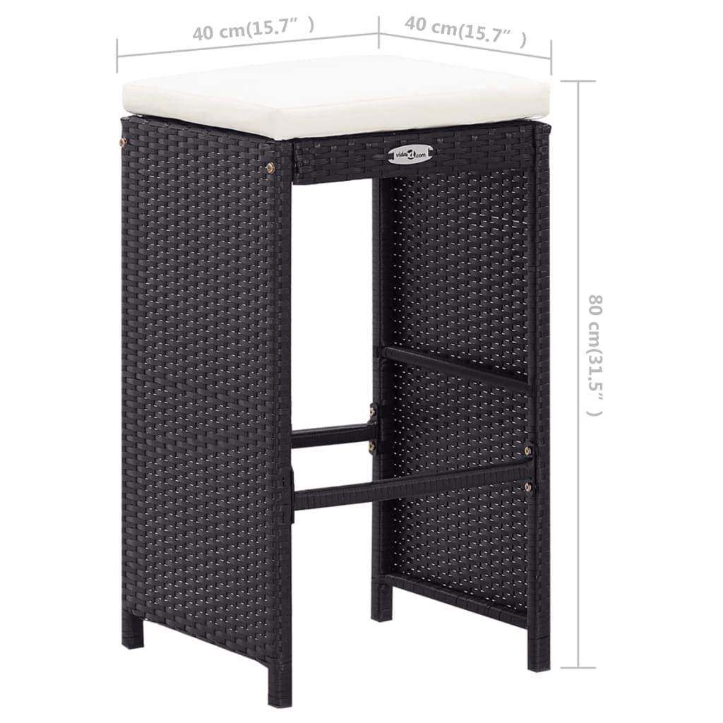 Set Bar da Giardino 9 z pz in Polyrattan Nero - homemem39