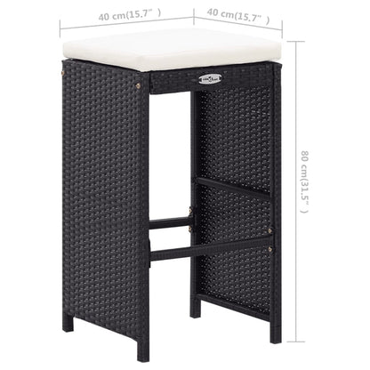 Set Bar da Giardino 9 z pz in Polyrattan Nero - homemem39