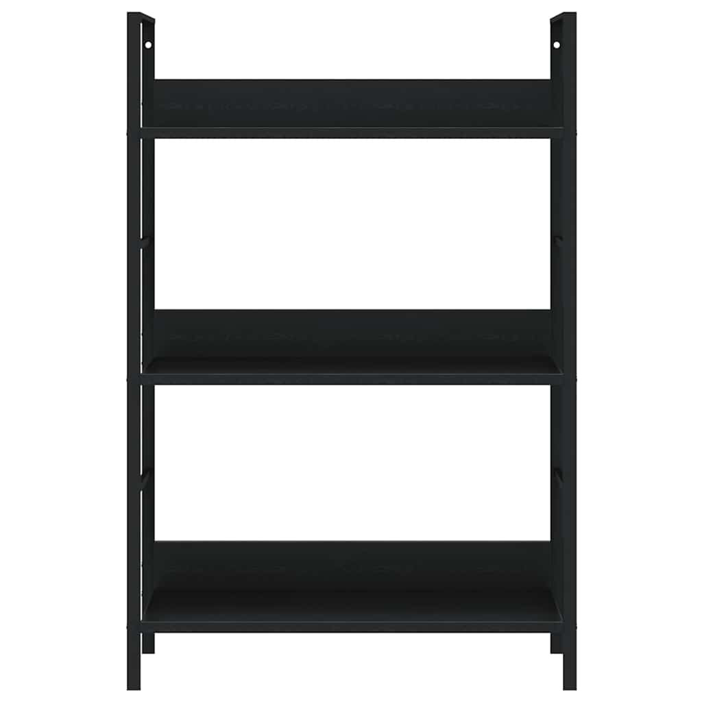 Scaffale Libri 3 Ripiani Nero 60x27,6x90,5 cm Legno Multistrato