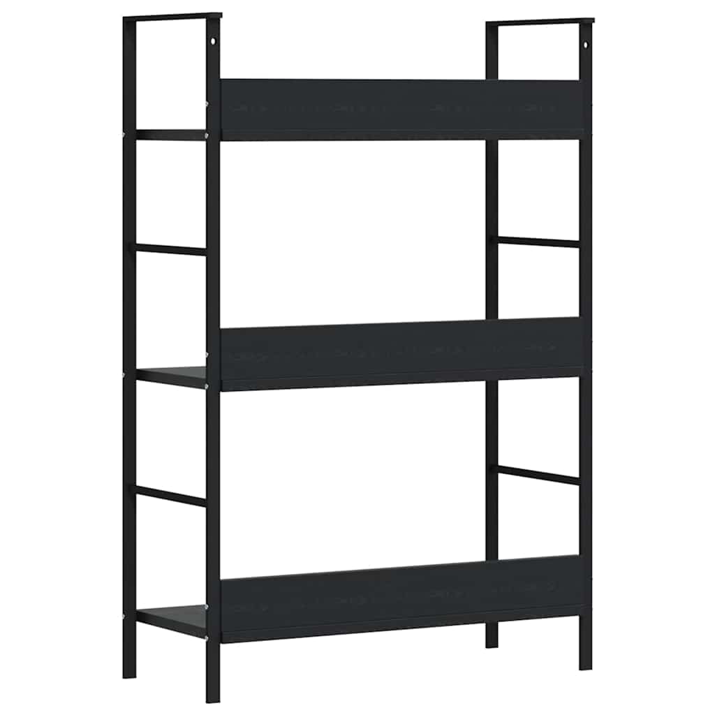 Scaffale Libri 3 Ripiani Nero 60x27,6x90,5 cm Legno Multistrato