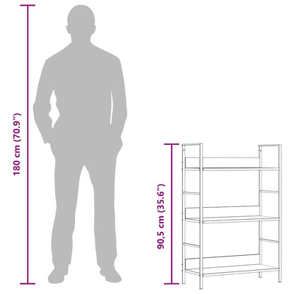 Scaffale Libri 3 Ripiani Nero 60x27,6x90,5 cm Legno Multistrato | homemem39