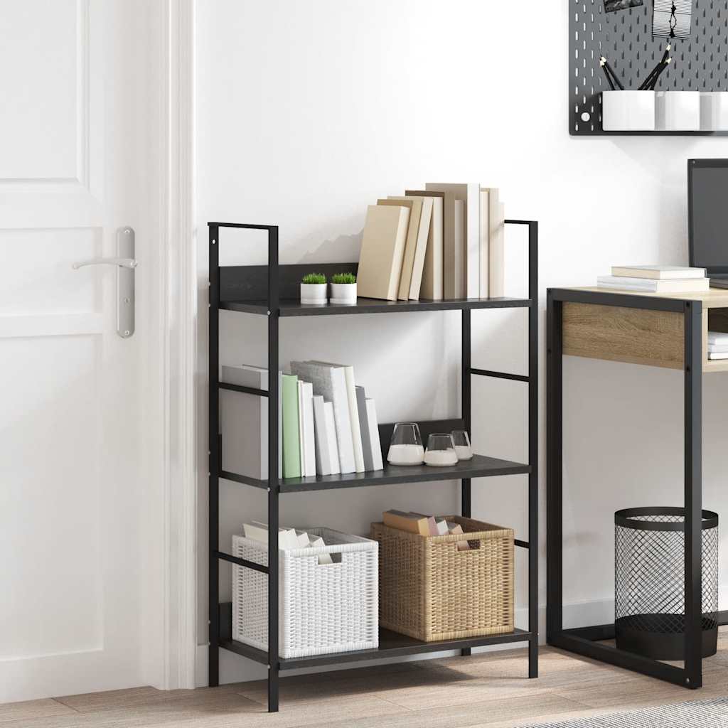 Scaffale Libri 3 Ripiani Nero 60x27,6x90,5 cm Legno Multistrato | homemem39
