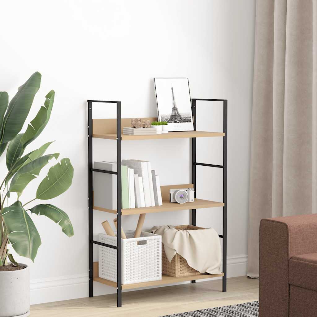 Scaffale Libri 3 Ripiani Rovere 60x27,6x90,5 Legno Multistrato | homemem39