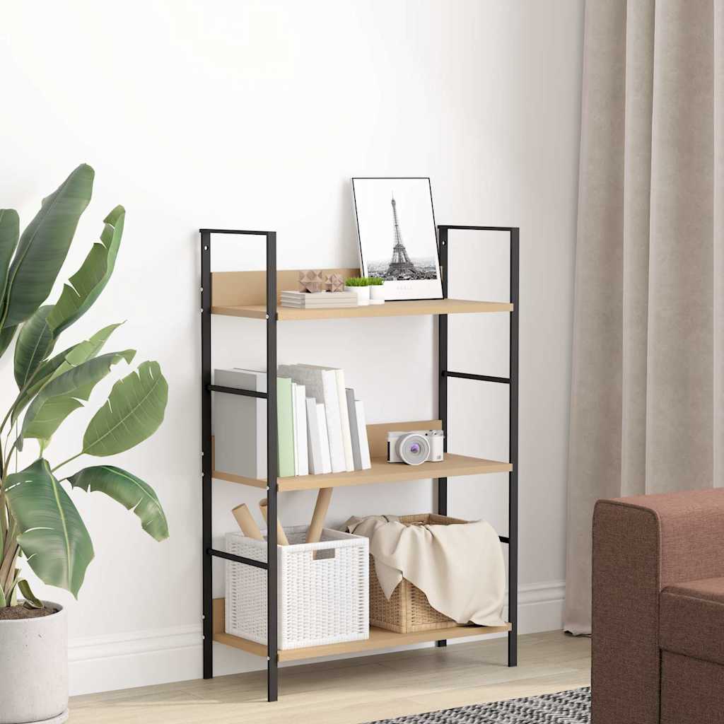 Scaffale Libri 3 Ripiani Rovere 60x27,6x90,5 Legno Multistrato