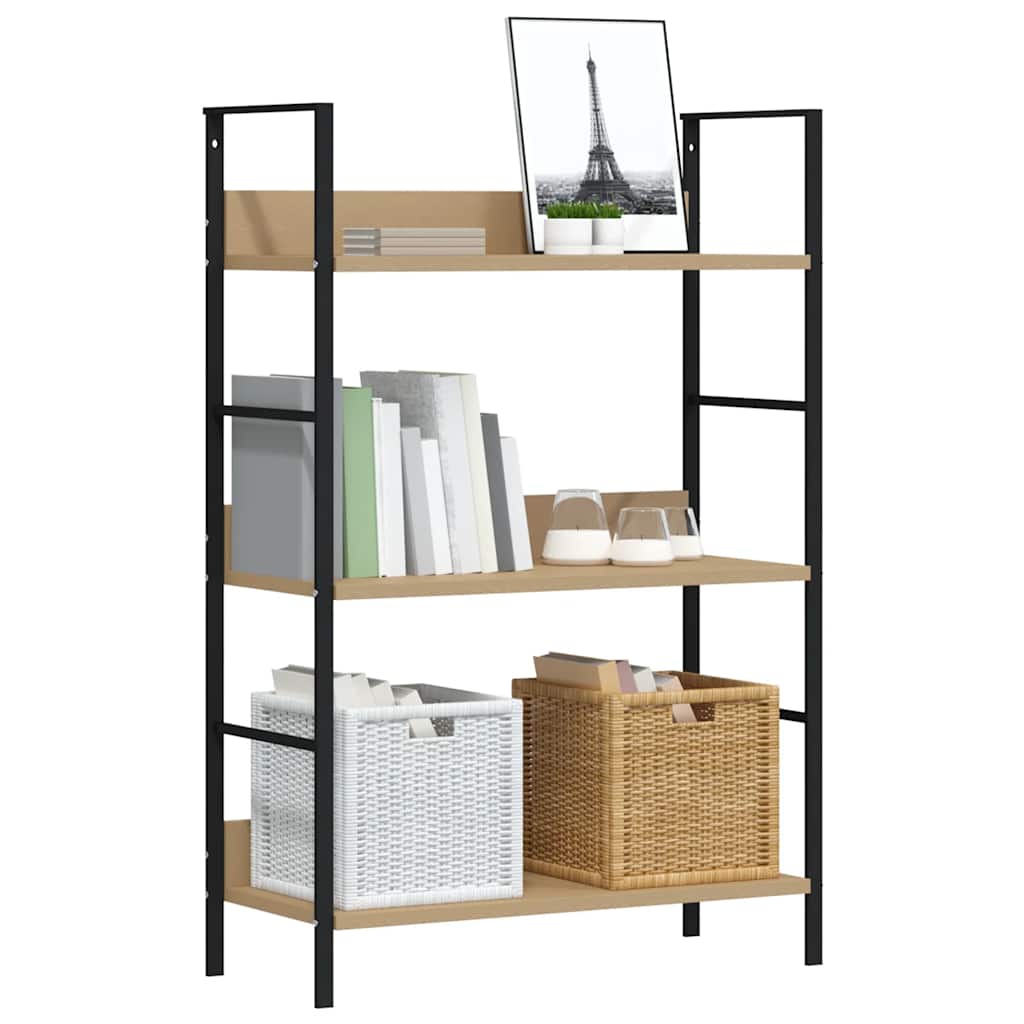 Scaffale Libri 3 Ripiani Rovere 60x27,6x90,5 Legno Multistrato