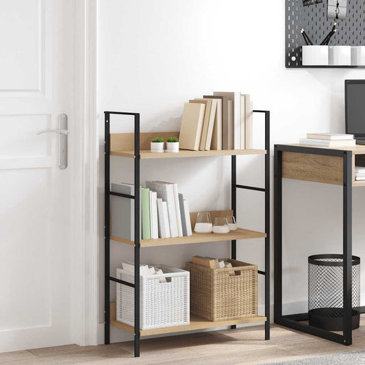 Scaffale Libri 3 Ripiani Rovere 60x27,6x90,5 Legno Multistrato