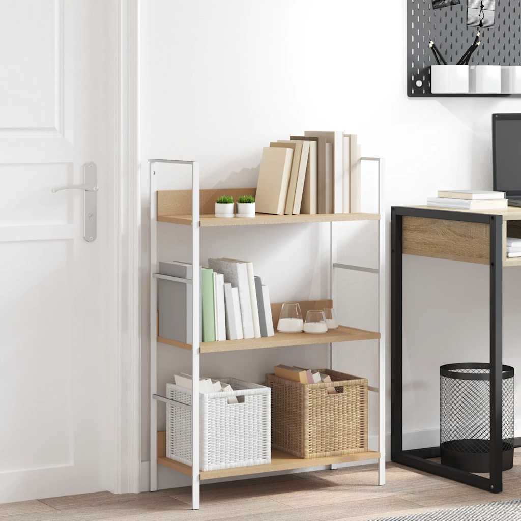 Scaffale Libri 3 Ripiani Rovere 60x27,6x90,5 Legno Multistrato | homemem39