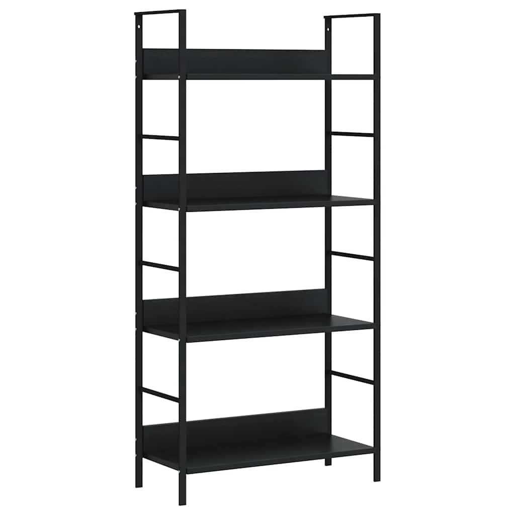 Scaffale Libri 4 Ripiani Nero 60x27,6x124,5cm Legno Multistrato | homemem39