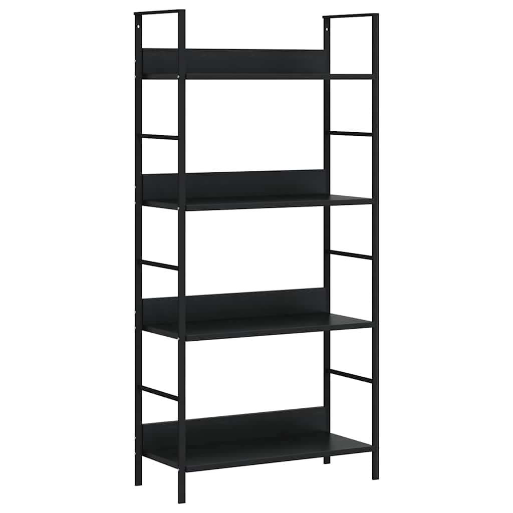 Scaffale Libri 4 Ripiani Nero 60x27,6x124,5cm Legno Multistrato