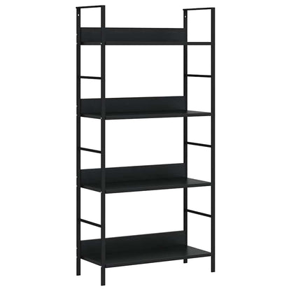Scaffale Libri 4 Ripiani Nero 60x27,6x124,5cm Legno Multistrato