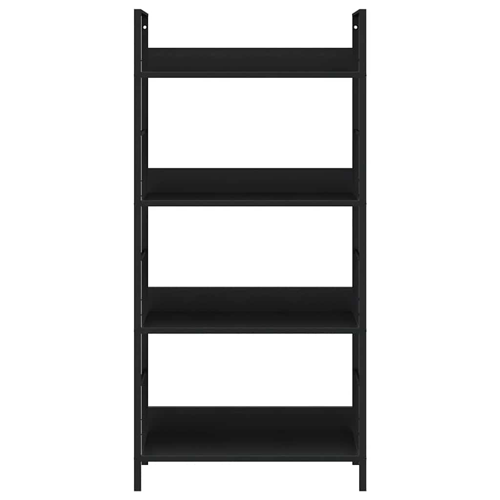 Scaffale Libri 4 Ripiani Nero 60x27,6x124,5cm Legno Multistrato