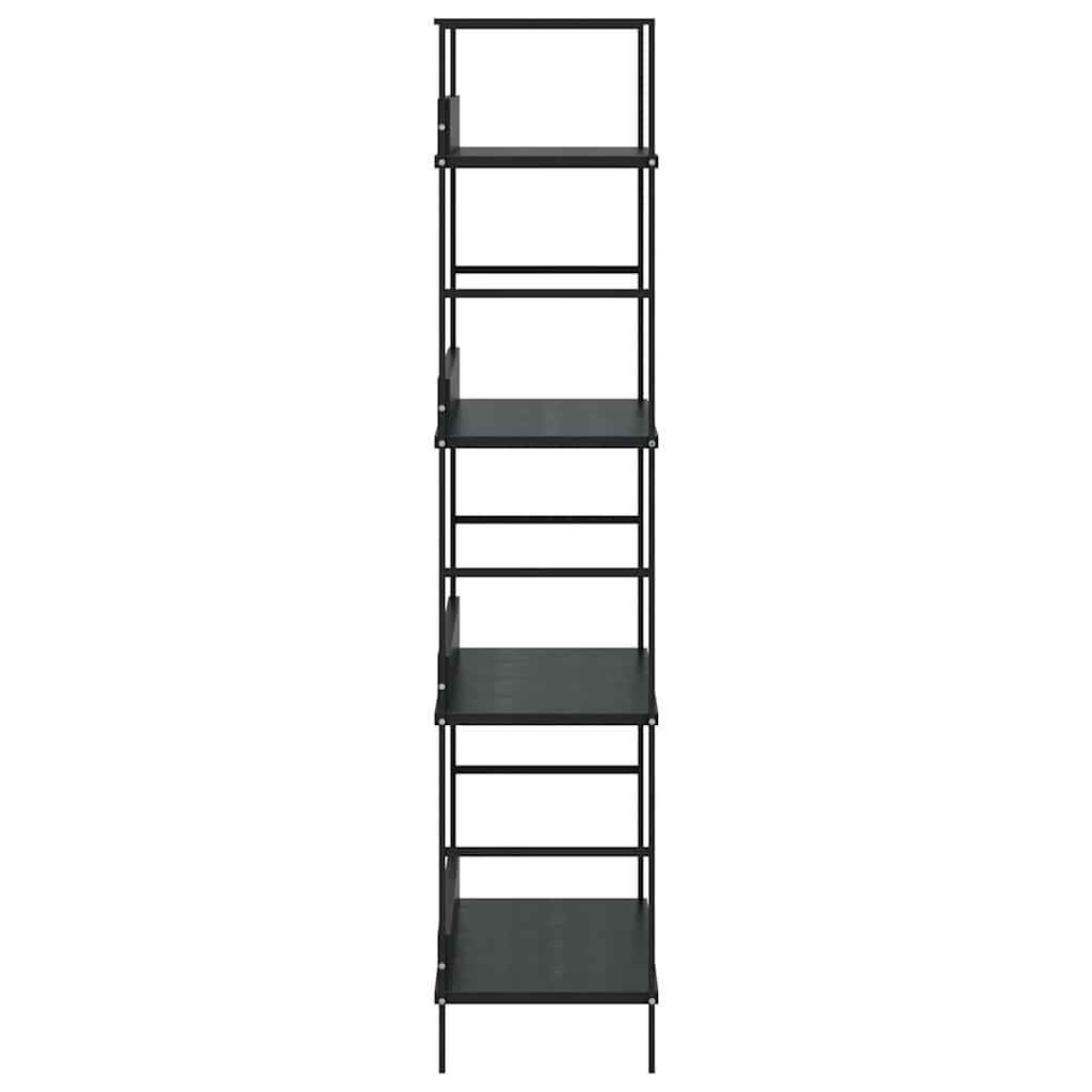Scaffale Libri 4 Ripiani Nero 60x27,6x124,5cm Legno Multistrato