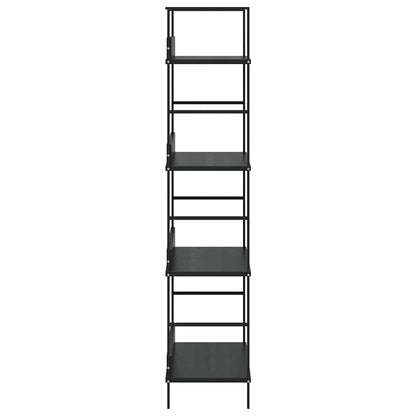Scaffale Libri 4 Ripiani Nero 60x27,6x124,5cm Legno Multistrato