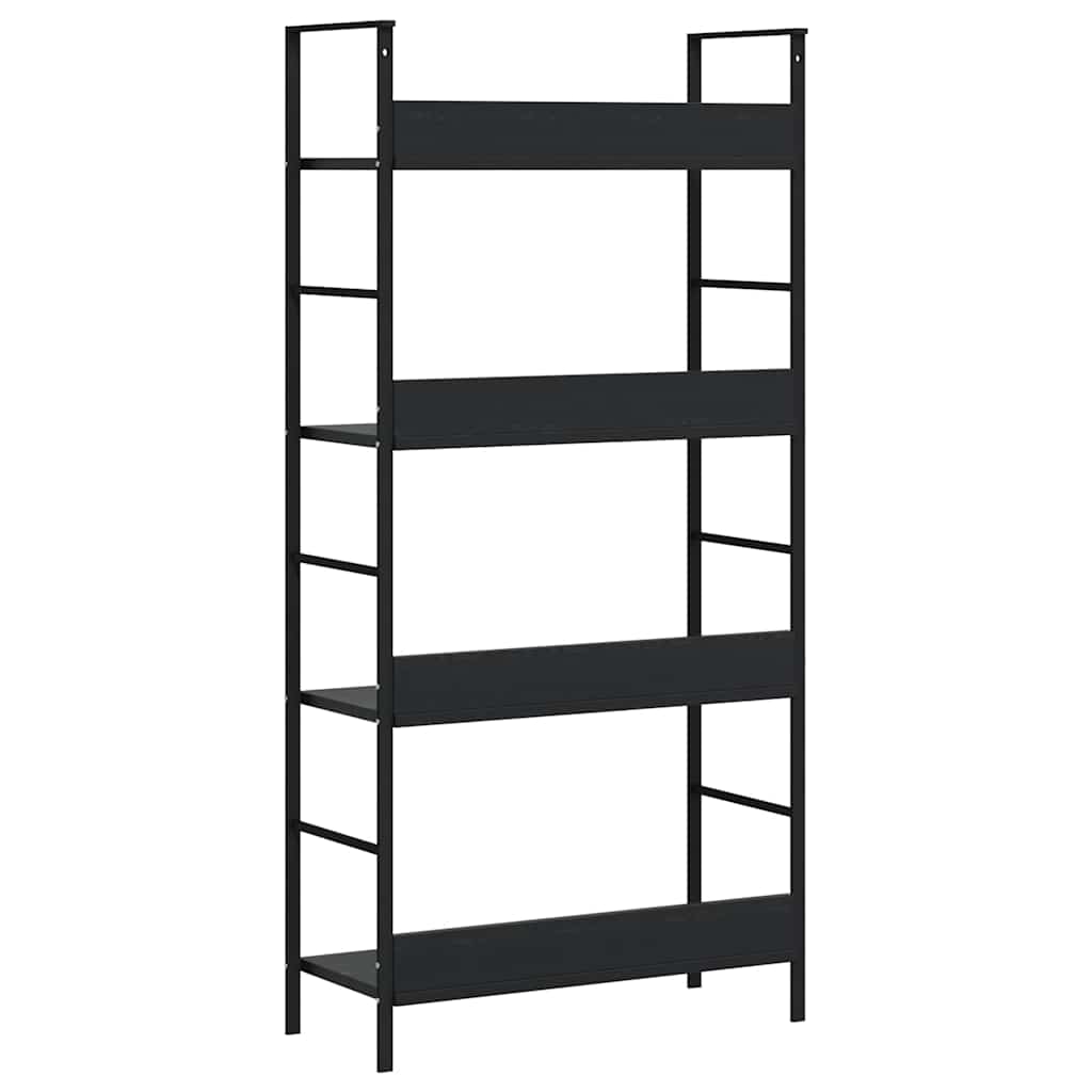 Scaffale Libri 4 Ripiani Nero 60x27,6x124,5cm Legno Multistrato