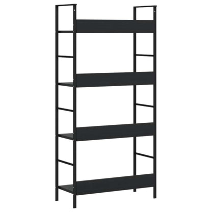 Scaffale Libri 4 Ripiani Nero 60x27,6x124,5cm Legno Multistrato