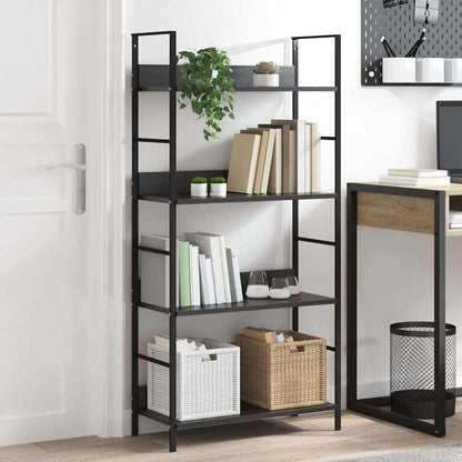 Scaffale Libri 4 Ripiani Nero 60x27,6x124,5cm Legno Multistrato | homemem39