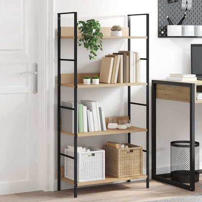 Scaffale Libri 4 Ripiani Rovere 60x27,6x124,5 Legno Multistrato