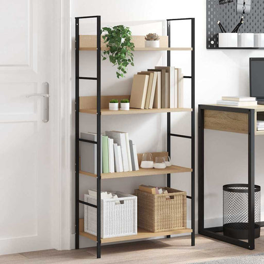 Scaffale Libri 4 Ripiani Rovere 60x27,6x124,5 Legno Multistrato