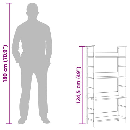 Scaffale Libri 4 Ripiani Rovere 60x27,6x124,5 Legno Multistrato | homemem39