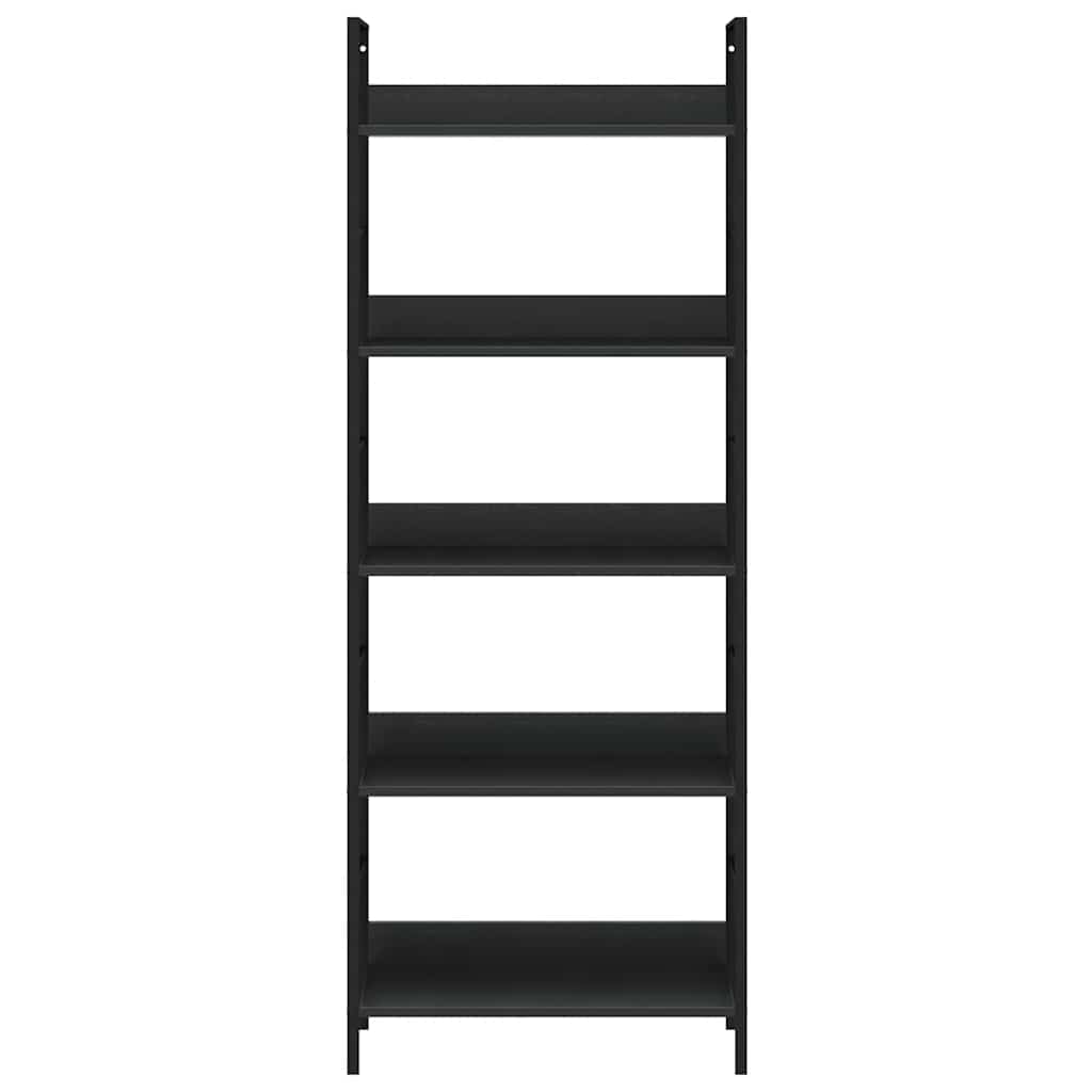 Scaffale Libri 5 Ripiani Nero 60x27,6x128,5cm Legno Multistrato | homemem39