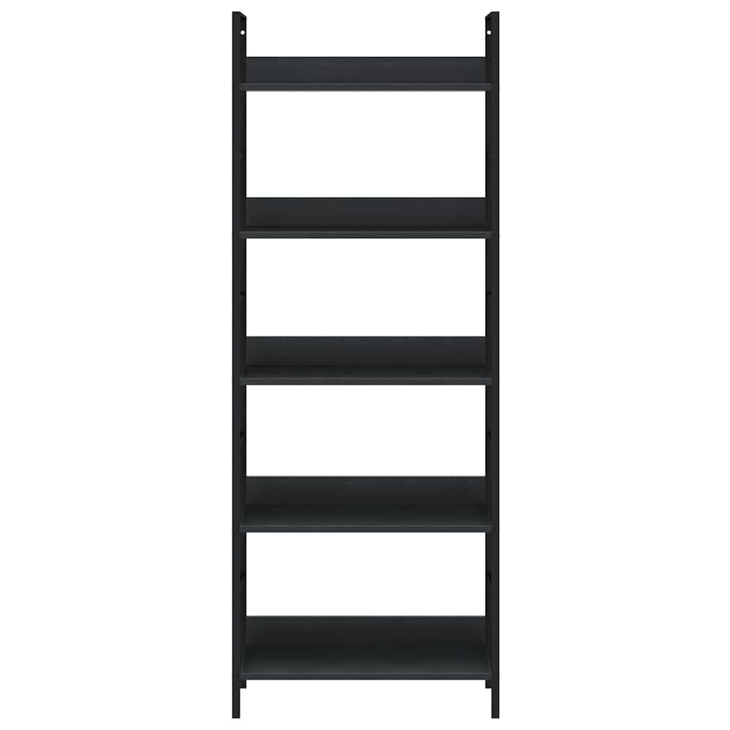 Scaffale Libri 5 Ripiani Nero 60x27,6x128,5cm Legno Multistrato