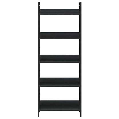 Scaffale Libri 5 Ripiani Nero 60x27,6x128,5cm Legno Multistrato